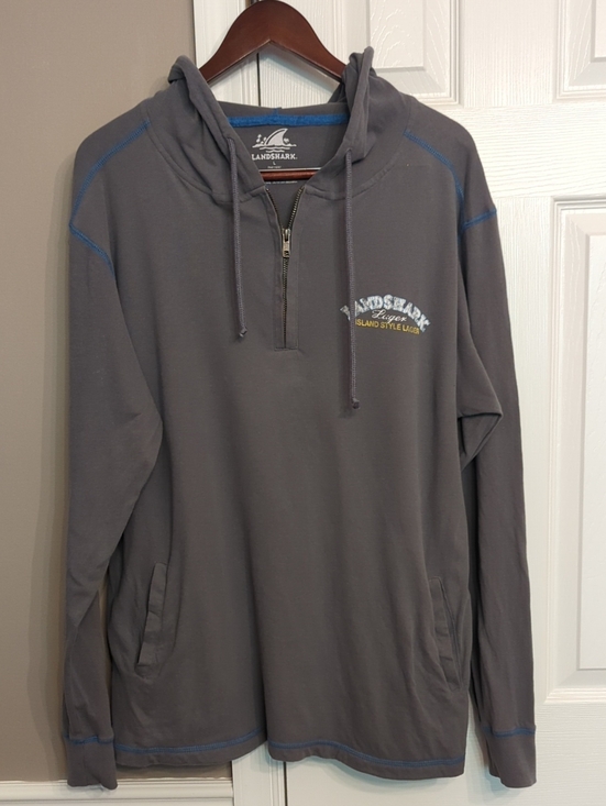 Landshark Other - Landshark Lager Gray Half-Zip Hoodie Sweatshirt Lightweight Beachy Summer